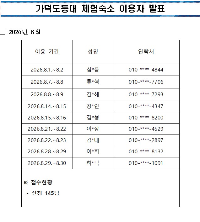 26년 8월 당첨자 명단