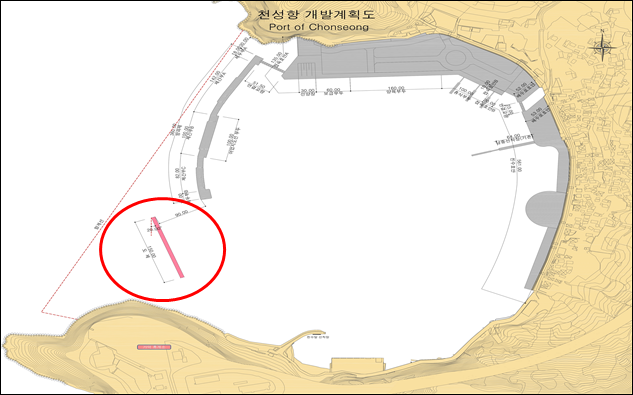 천성항 개발계획도(port of Chonseong) : 천성항 남방파제 건설공사 위치도